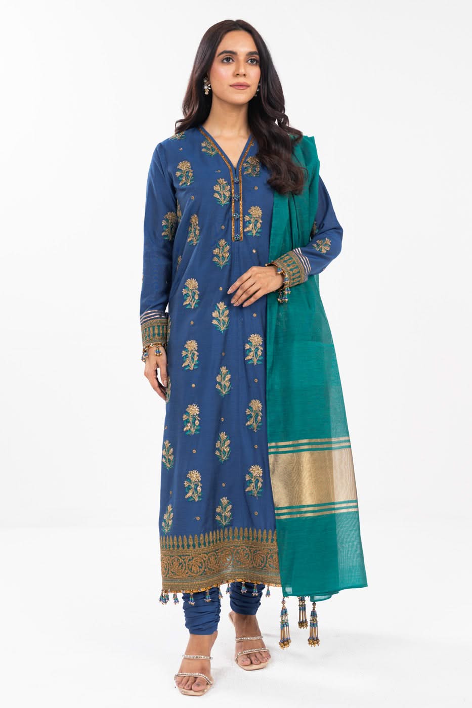 AlKaram | Festive Summer 25 | FC-8D-25-Royal Blue XS Blue Silk
