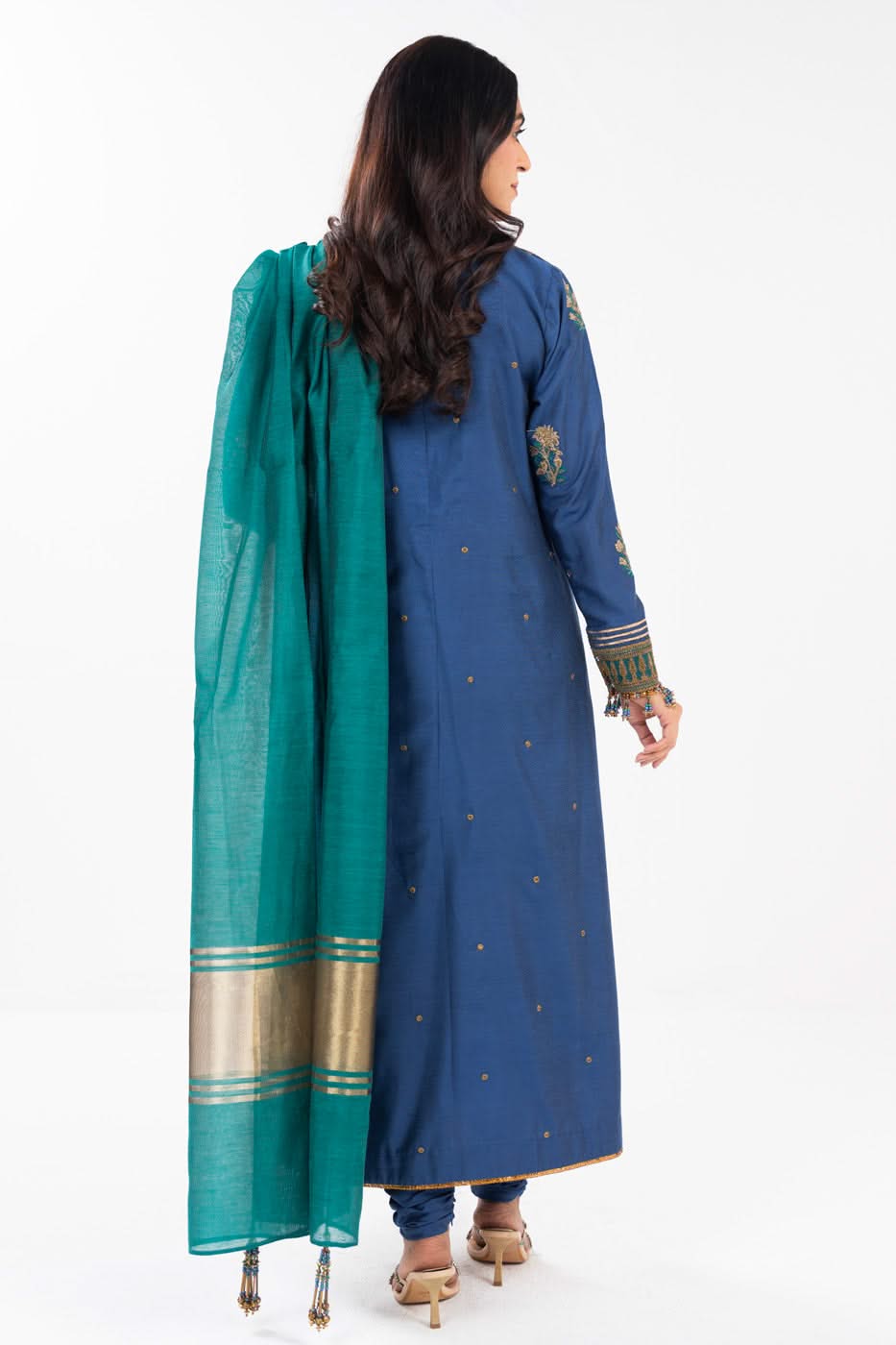 AlKaram | Festive Summer 25 | FC-8D-25-Royal Blue S Blue Silk