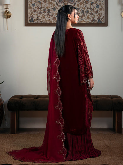 Faiza Faisal | Solene Luxury Velvets | ROUGE by Faiza Faisal - Designer Dress  - Type : Ladies Clothes - Available at Saira Sultan - 100% Original 