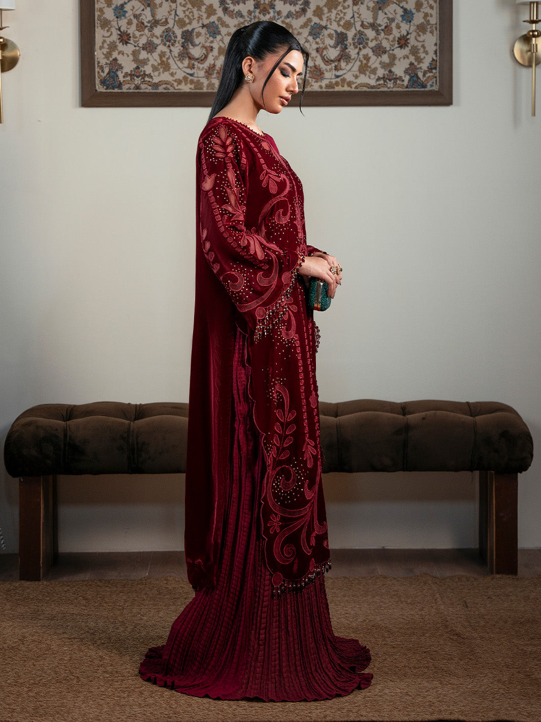 Faiza Faisal | Solene Luxury Velvets | ROUGE by Faiza Faisal - Designer Dress  - Type : Ladies Clothes - Available at Saira Sultan - 100% Original 