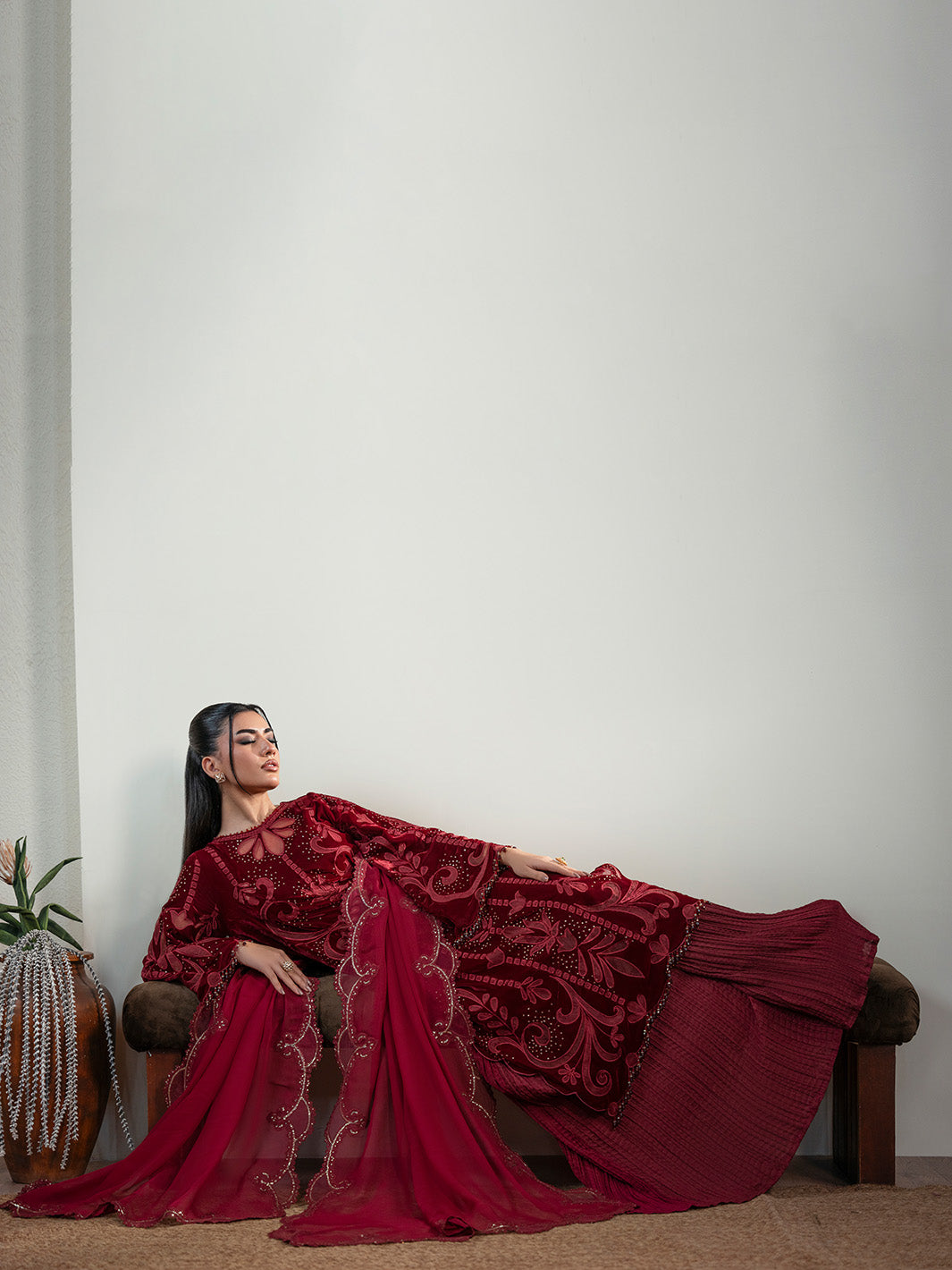 Faiza Faisal | Solene Luxury Velvets | ROUGE by Faiza Faisal - Designer Dress  - Type : Ladies Clothes - Available at Saira Sultan - 100% Original 