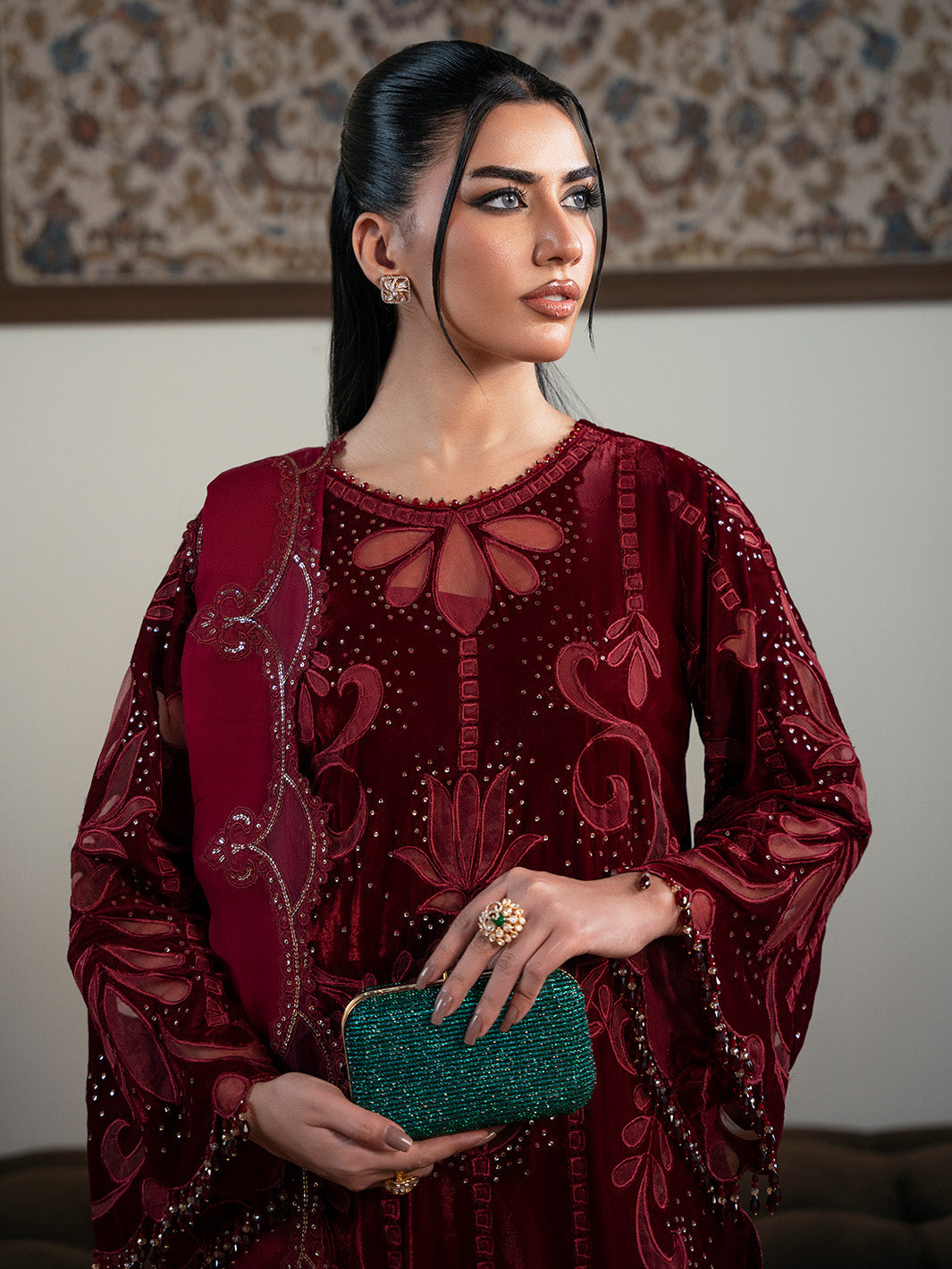 Faiza Faisal | Solene Luxury Velvets | ROUGE by Faiza Faisal - Designer Dress  - Type : Ladies Clothes - Available at Saira Sultan - 100% Original 