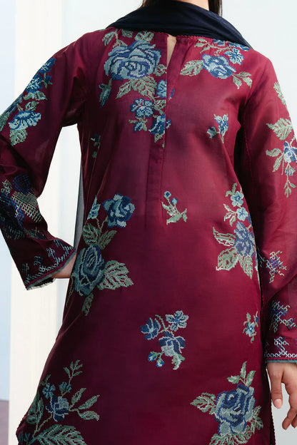 Zara Shahjahan | Coco Lawn 25 | FREYA-4B M Burgundy Lawn