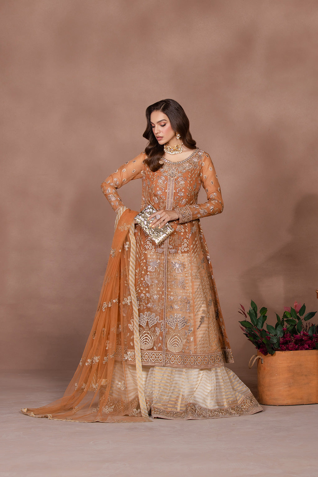 Flossie | Studio RTW | FAWN BROWN L Copper Organza