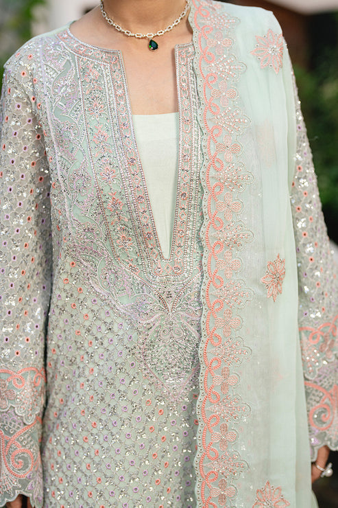 Maryum N Maria | Gulnaar Formals | 3 Piece Embroidered Chiffon TATIANA - FSU5652 - Pakistani Designer Dress - by Maryum N Maria - Type : Ladies Clothes - 100% Original at Saira Sultan