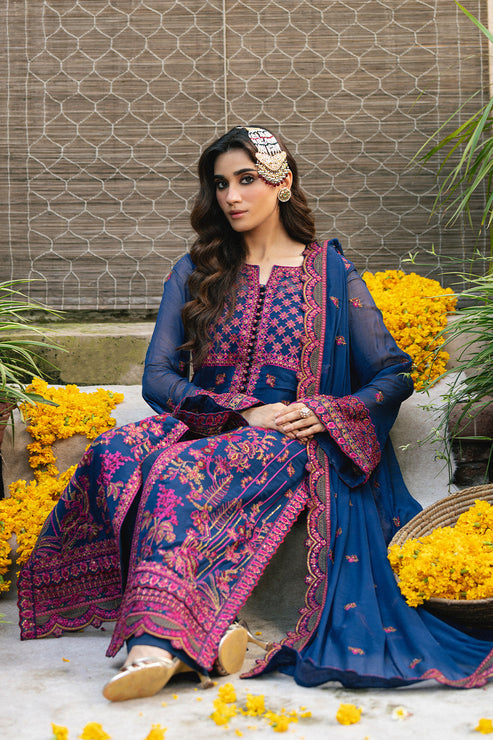 Maryum N Maria | Gulnaar Formals | 3 Piece Embroidered Chiffon ROKSANA - FSU5653 - Pakistani Designer Dress - by Maryum N Maria - Type : Ladies Clothes - 100% Original at Saira Sultan