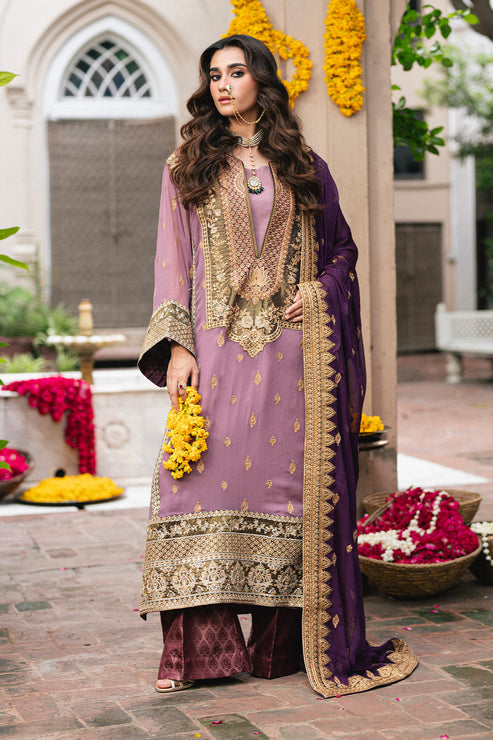 Maryum N Maria | Gulnaar Formals | 3 Piece Embroidered Chiffon KAMILLA - FSU5654 - Pakistani Designer Dress - by Maryum N Maria - Type : Ladies Clothes - 100% Original at Saira Sultan