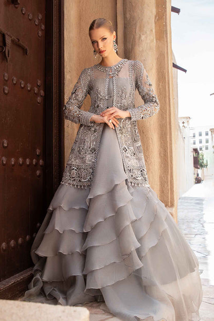 Maria B | Bridal Formals | Alora XS Gray Pure Organza
