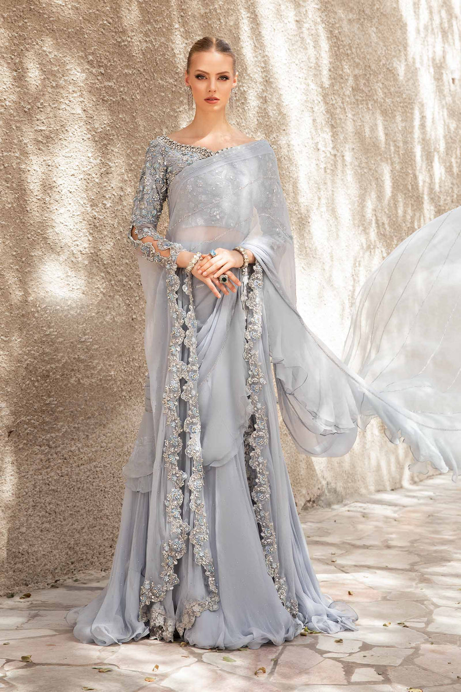 Maria B | Bridal Formals | Freya L Gray Pure Chiffon