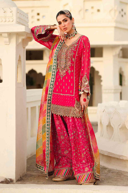 Maria B | Bridal Formals | Hur-ul-Nisa Custom Size Hot Pink Pure Organza