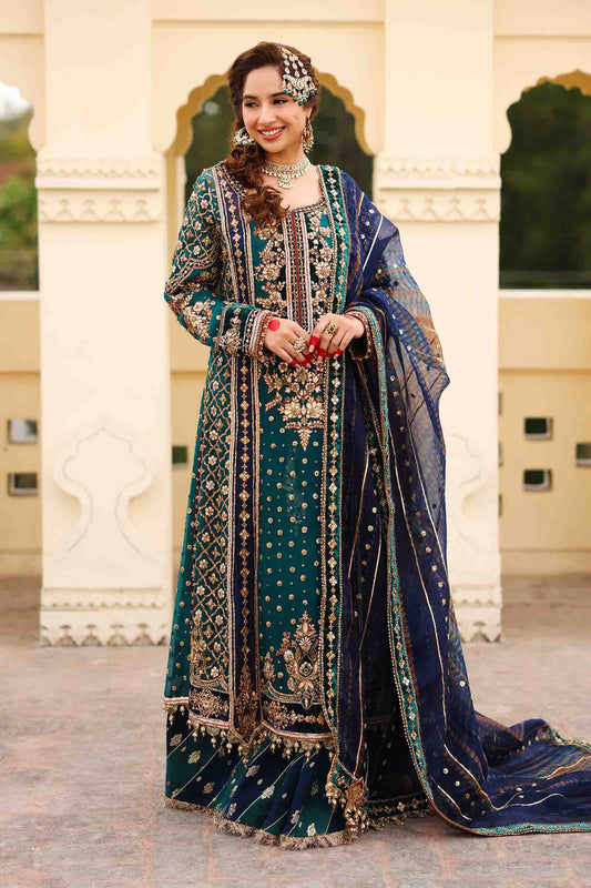 Maria B | Bridal Formals | Begum Jahanara XS Sea Green Pure Organza