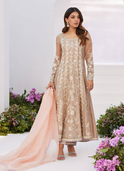 Farah Talib Aziz | Zaza Luxe Pret 24 | CHARLENE SAND EMBROIDERED KALIDAAR WITH DUPATTA - Pakistani Designer Dress - by Farah Talib Aziz | Type: Luxury - 100% Original at Saira Sultan