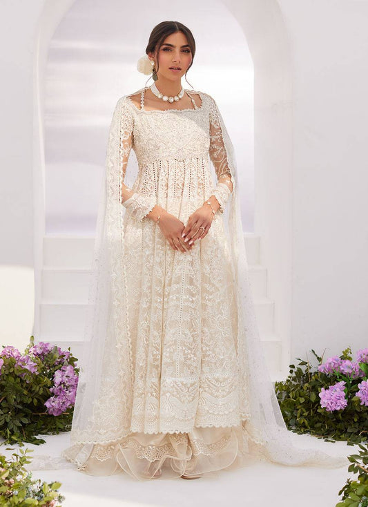 Farah Talib Aziz | Zaza Luxe Pret 24 | MAELLE IVORY EMBROIDERED AND EMBELLISHED KALIDAAR - Pakistani Designer Dress - by Farah Talib Aziz | Type: Luxury - 100% Original at Saira Sultan