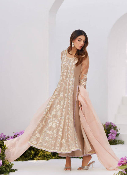Farah Talib Aziz | Zaza Luxe Pret 24 | CHARLENE SAND EMBROIDERED KALIDAAR WITH DUPATTA - Pakistani Designer Dress - by Farah Talib Aziz | Type: Luxury - 100% Original at Saira Sultan