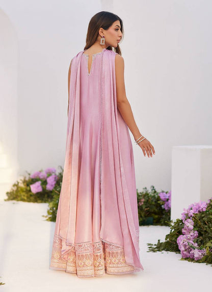 Farah Talib Aziz | Zaza Luxe Pret 24 | CECE MAUVE EMBELLISHED RAW SILK KALIDAR WITH CHARMUESE DUPATTA - Pakistani Designer Dress - by Farah Talib Aziz | Type: Luxury - 100% Original at Saira Sultan