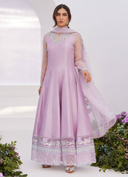 Farah Talib Aziz | Zaza Luxe Pret 24 | MANON LILAC EMBELLISHED RAW SILK KALIDAAR - Pakistani Designer Dress - by Farah Talib Aziz | Type: Luxury - 100% Original at Saira Sultan