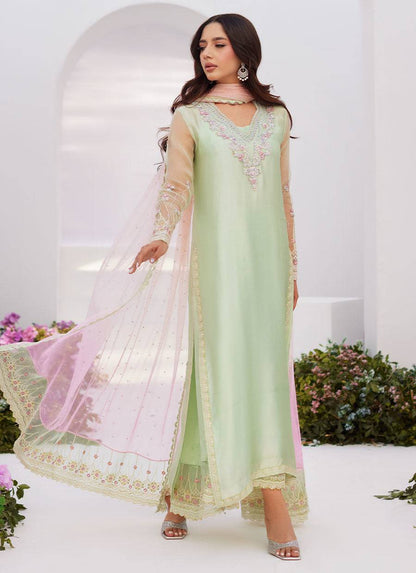 Farah Talib Aziz | Zaza Luxe Pret 24 | COLLETTE MINT OMBRE EMBELLISHED COLUMN SHIRT WITH KALIDAAR WITH EMBROIDERED SLIP - Pakistani Designer Dress - by Farah Talib Aziz | Type: Luxury - 100% Original at Saira Sultan