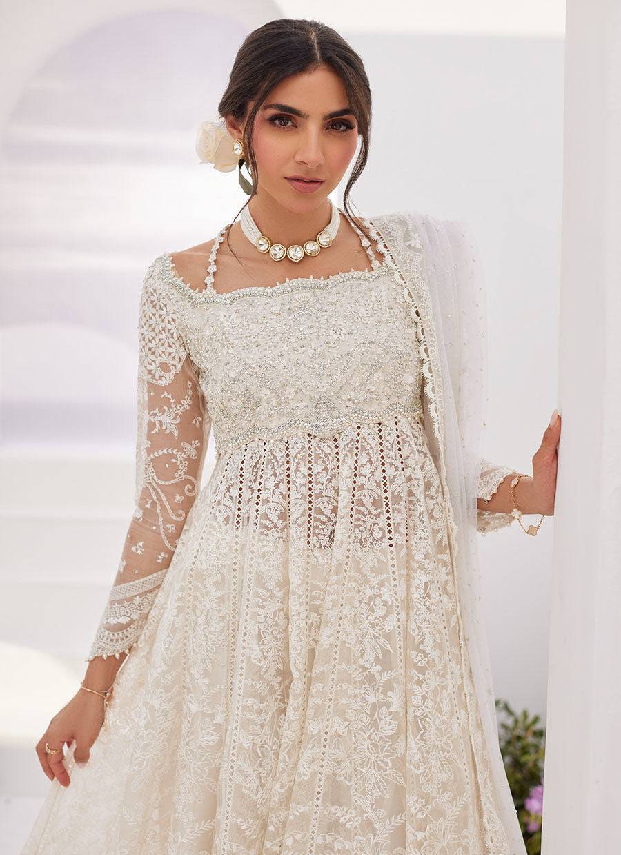 Farah Talib Aziz | Zaza Luxe Pret 24 | MAELLE IVORY EMBROIDERED AND EMBELLISHED KALIDAAR - Pakistani Designer Dress - by Farah Talib Aziz | Type: Luxury - 100% Original at Saira Sultan