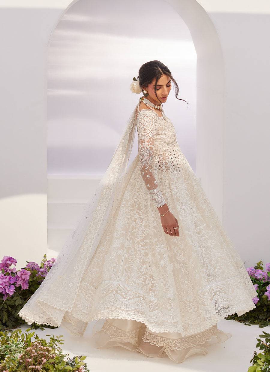 Farah Talib Aziz | Zaza Luxe Pret 24 | MAELLE IVORY EMBROIDERED AND EMBELLISHED KALIDAAR - Pakistani Designer Dress - by Farah Talib Aziz | Type: Luxury - 100% Original at Saira Sultan
