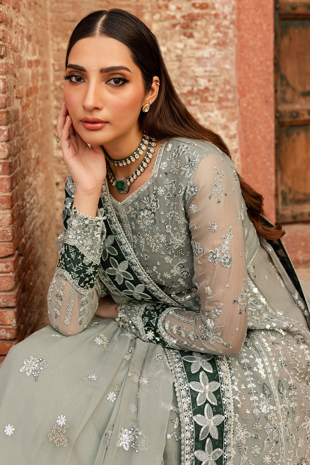 Farasha | Ritzier Wedding Formals | Grey Veil Custom Size Cloud Gray Chiffon