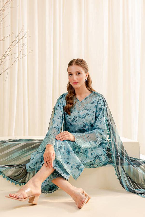 Farasha | Printed Essentials | AQUA BERYL - Pakistani Designer Dress - by Farasha | Type: Luxury - 100% Original at Saira Sultan
