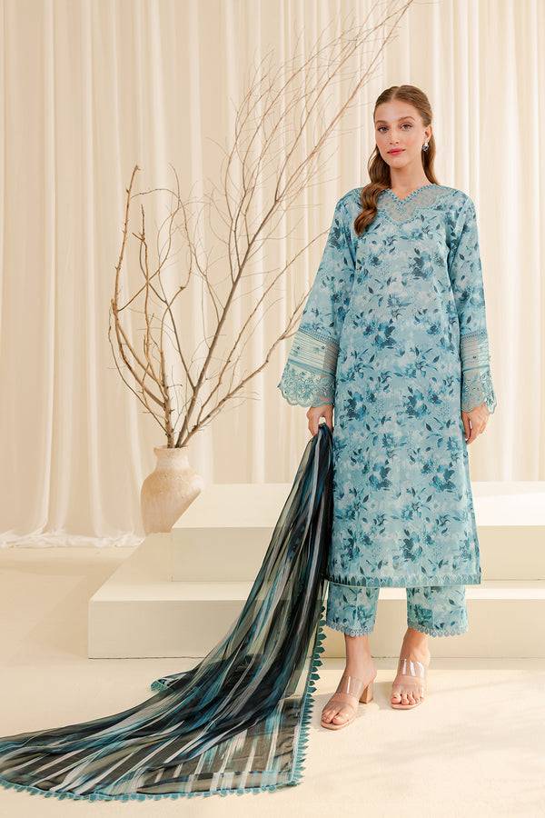 Farasha | Printed Essentials | AQUA BERYL - Pakistani Designer Dress - by Farasha | Type: Luxury - 100% Original at Saira Sultan