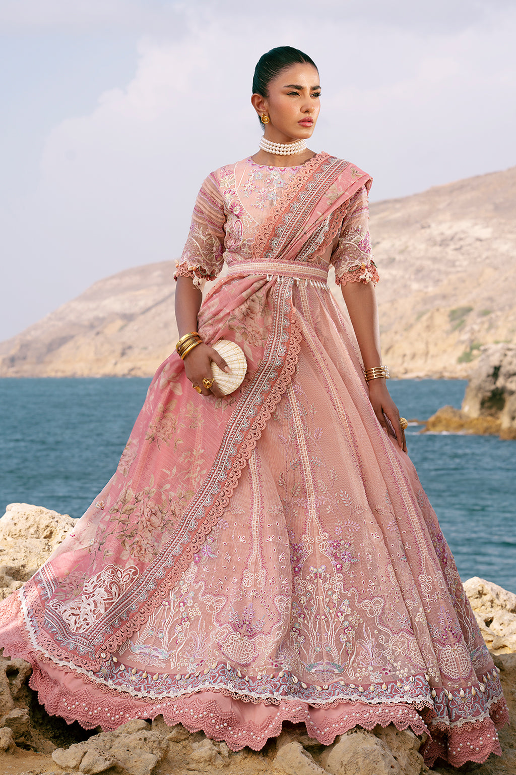 AJR Couture | Dastan Luxury Lawn 25 | Flair Custom Size Pink Net