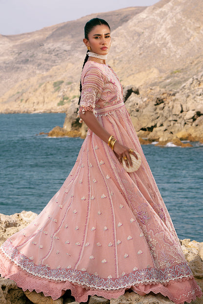 AJR Couture | Dastan Luxury Lawn 25 | Flair XL Pink Net