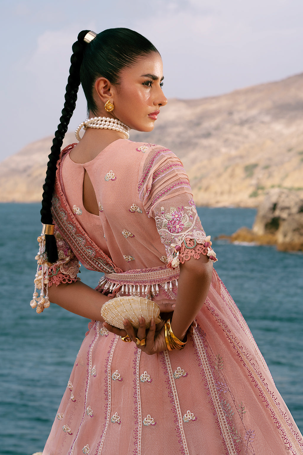 AJR Couture | Dastan Luxury Lawn 25 | Flair S Pink Net