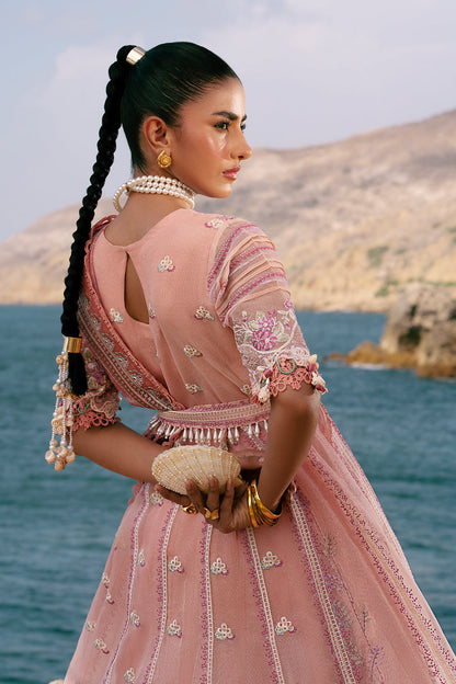 AJR Couture | Dastan Luxury Lawn 25 | Flair S Pink Net