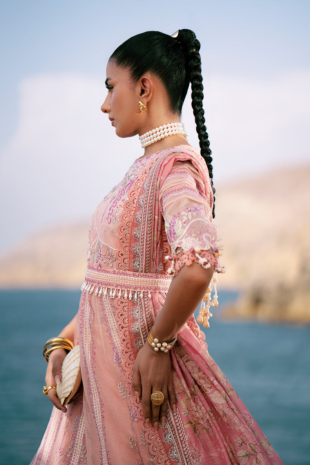 AJR Couture | Dastan Luxury Lawn 25 | Flair L Pink Net