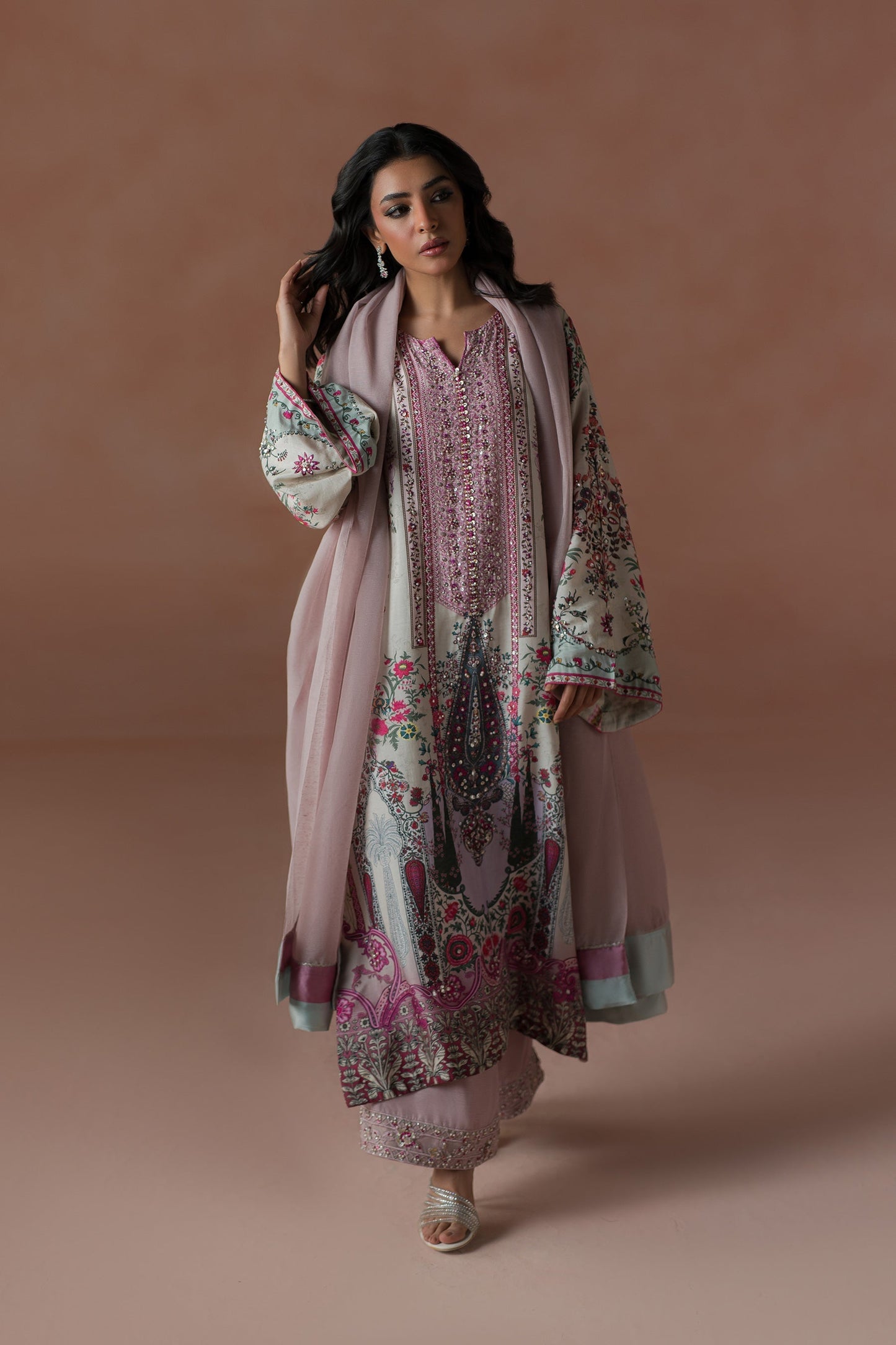 Ammara Khan | Flo 25 | Raspberry Cooler Long shirt Set (D-05)
