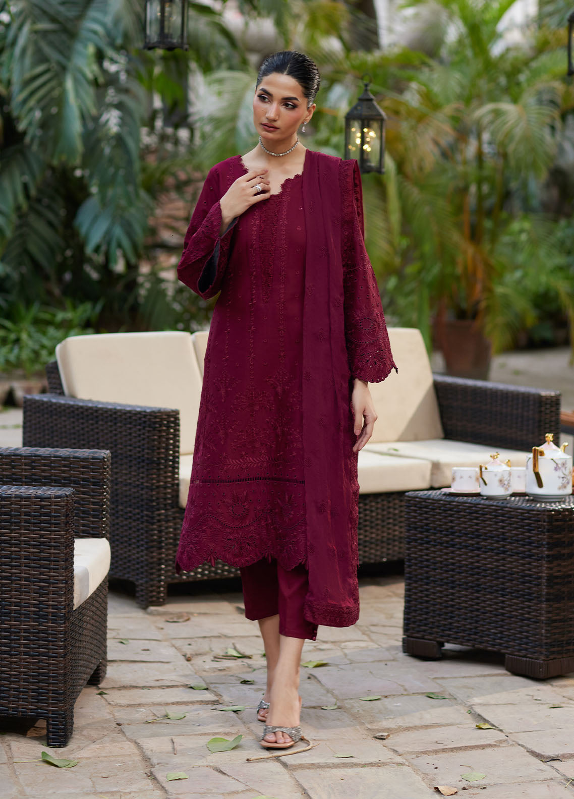 Bin Ilyas | Carnival Summer Edit 25 | Reina XS Burgundy Lawn