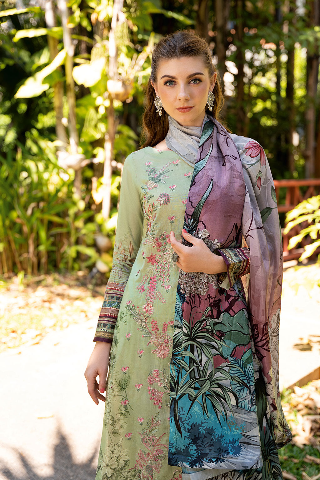 Ramsha | Ghazal Luxury Lawn | G-304 M Mint Gray Lawn