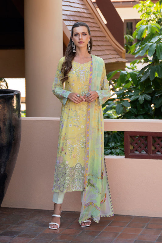 Ramsha | Ghazal Luxury Lawn | G-308 XS Maize Yellow Lawn