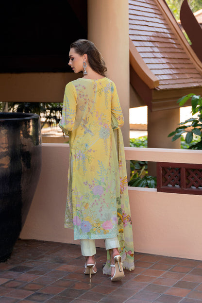Ramsha | Ghazal Luxury Lawn | G-308 S Maize Yellow Lawn