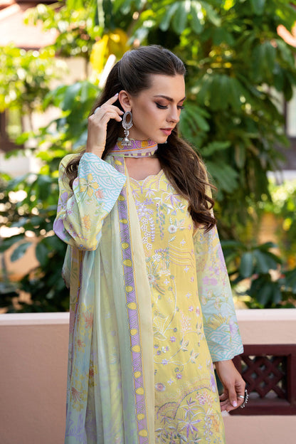 Ramsha | Ghazal Luxury Lawn | G-308 L Maize Yellow Lawn