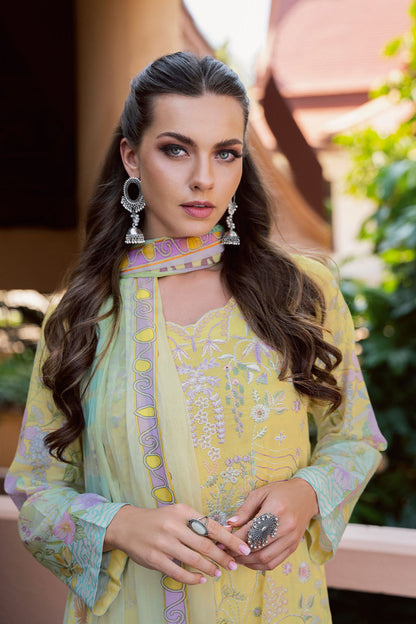 Ramsha | Ghazal Luxury Lawn | G-308 M Maize Yellow Lawn