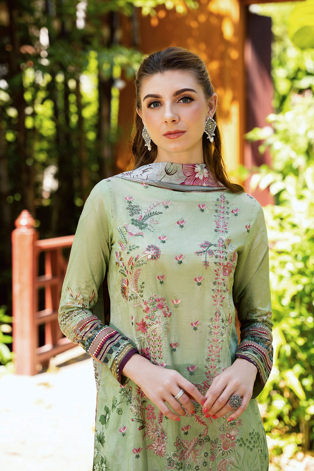 Ramsha | Ghazal Luxury Lawn | G-304 XL Mint Gray Lawn