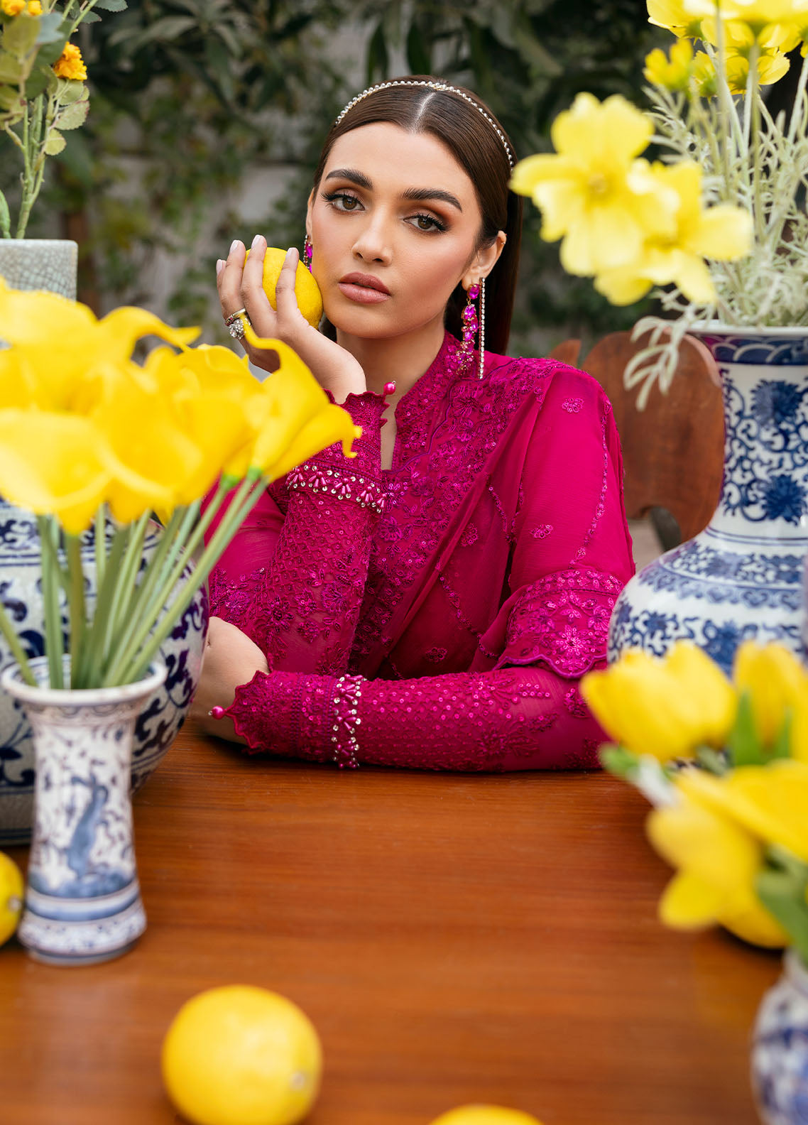 Gulaal | Reverie Embroidered Chiffon | ZEVIRA L Magenta Chiffon