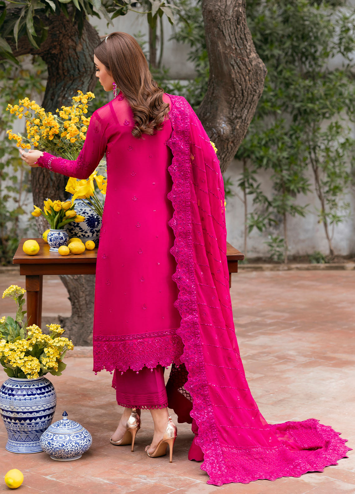 Gulaal | Reverie Embroidered Chiffon | ZEVIRA S Magenta Chiffon