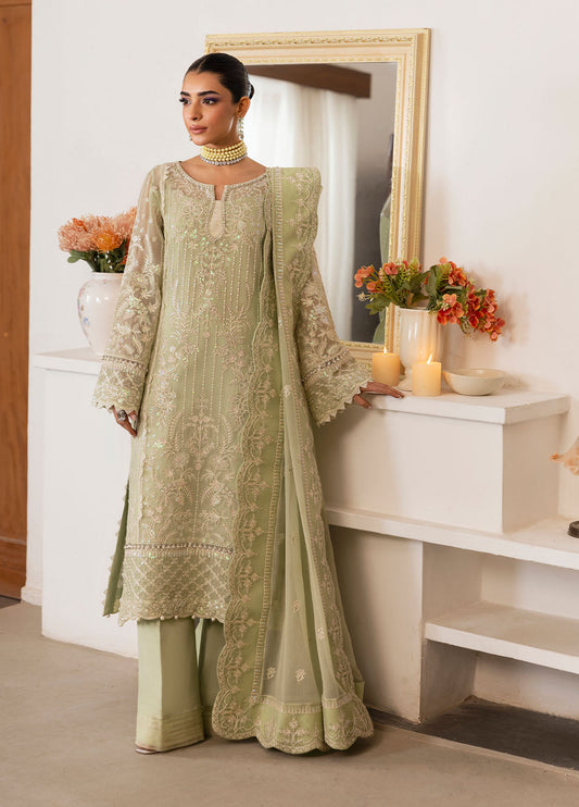Gulaal | Reverie Embroidered Chiffon | VIRIDA XS Apple Green Chiffon