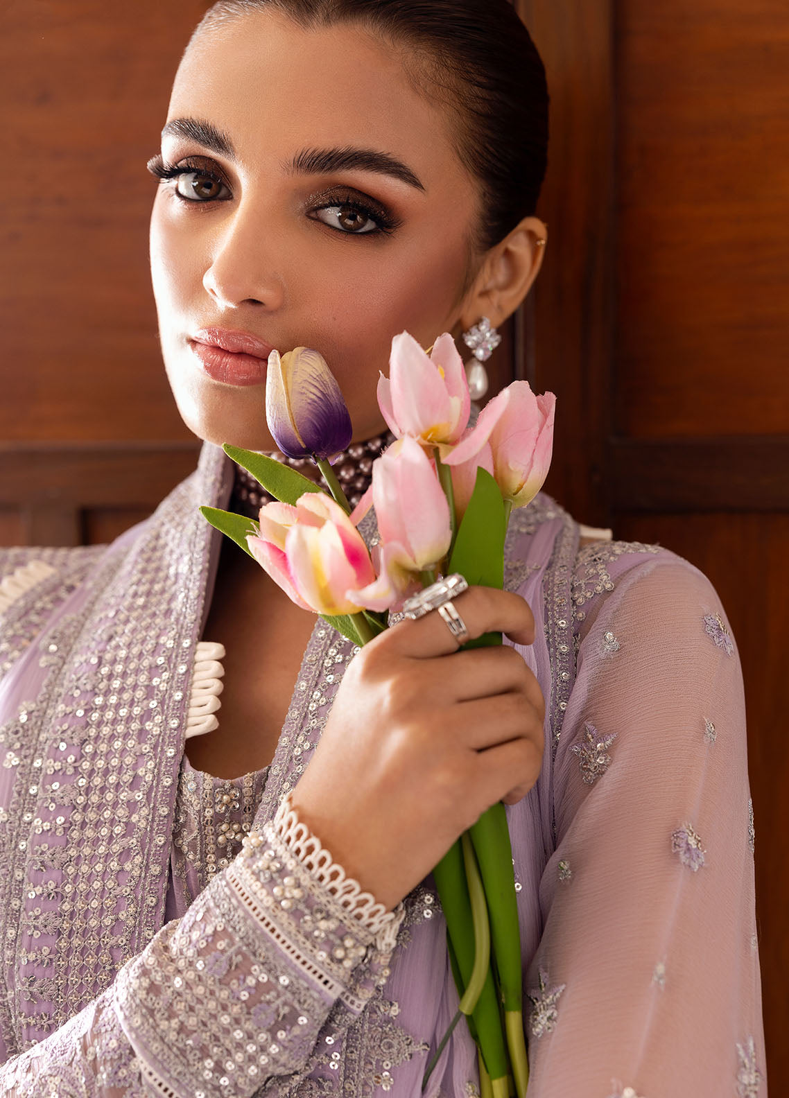 Gulaal | Reverie Embroidered Chiffon | PAREESA L Lilac Chiffon