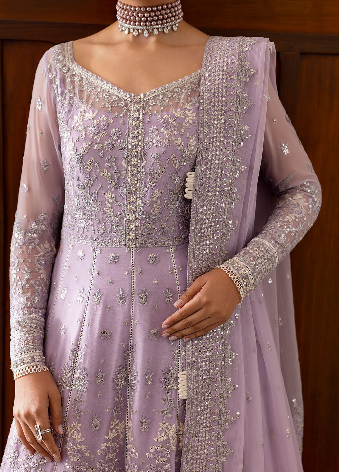 Gulaal | Reverie Embroidered Chiffon | PAREESA M Lilac Chiffon