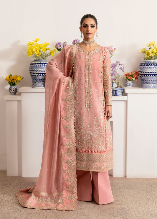 Gulaal | Reverie Embroidered Chiffon | CORALYN XS Salmon Pink Chiffon