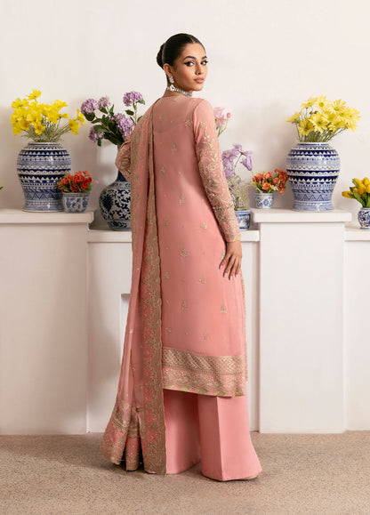 Gulaal | Reverie Embroidered Chiffon | CORALYN S Salmon Pink Chiffon
