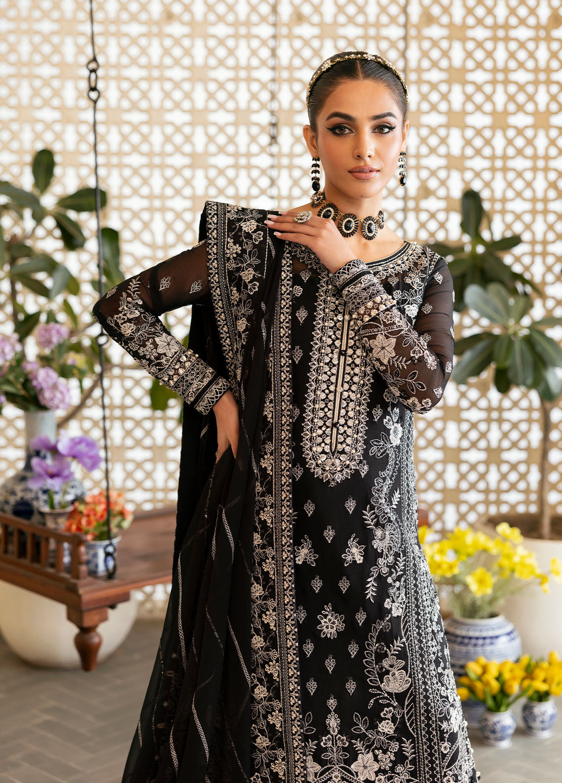 Gulaal | Reverie Embroidered Chiffon | NYRA XL Black Chiffon