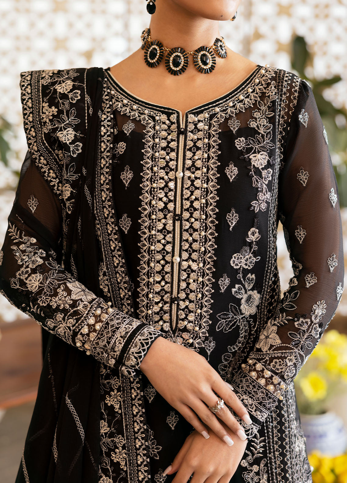 Gulaal | Reverie Embroidered Chiffon | NYRA M Black Chiffon