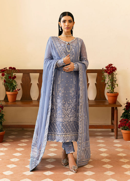 Gulaal | Reverie Embroidered Chiffon | MEHER XS Misty Blue Chiffon