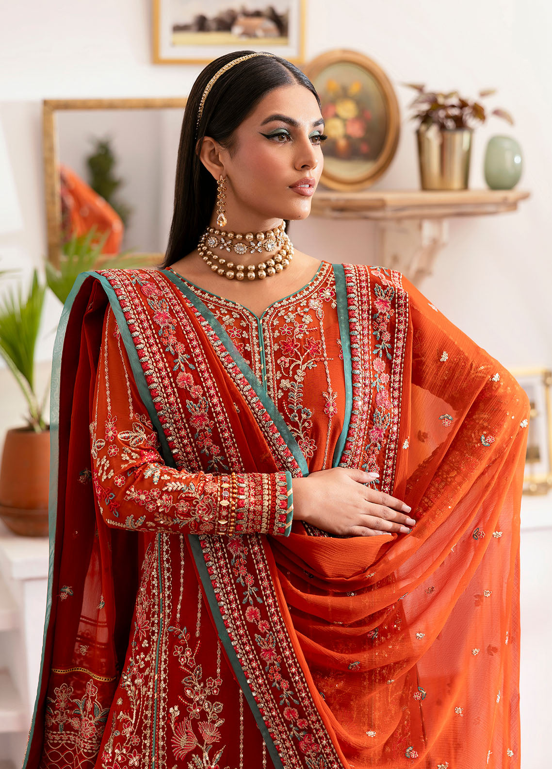 Gulaal | Reverie Embroidered Chiffon | ZARNA L Red Chiffon